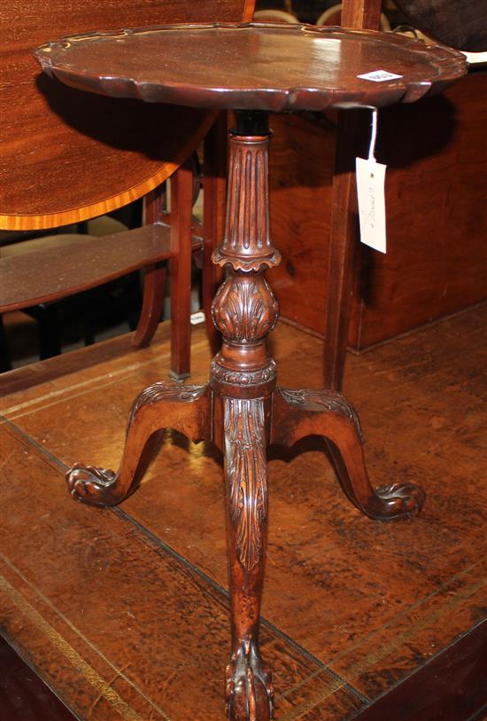 A George III Chippendale mahogany wine table, Diam. 1ft 3in. H.1ft 10in.